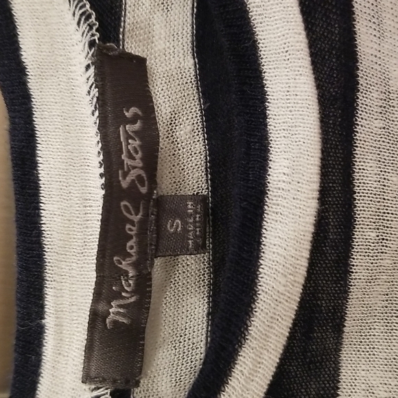 💕MICHAEL STARS💕 Short Sleeve Striped T-Shirt ~ Black & White Stripes Small - Picture 6 of 6